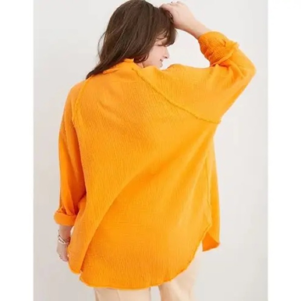 NWT Aerie Pool-to-Party Coverup/ Size Small/ Orange/ Button-Up